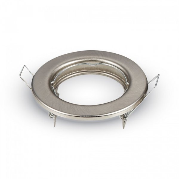 Μεταλλικό σποτάκι χωνευτό, νίκελ σατινέ, στρογγυλό, για λάμπες LED. Κατάλληλο για οροφές εσωτερικών χώρων.