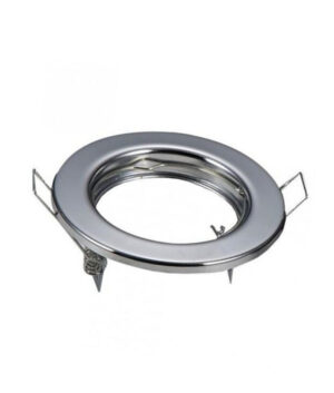 Μεταλλική βάση σποτ οροφής σε ασημί χρώμα, κατάλληλη για ενσωματωμένο φωτισμό. Ιδανική για μοντέρνα διακόσμηση.