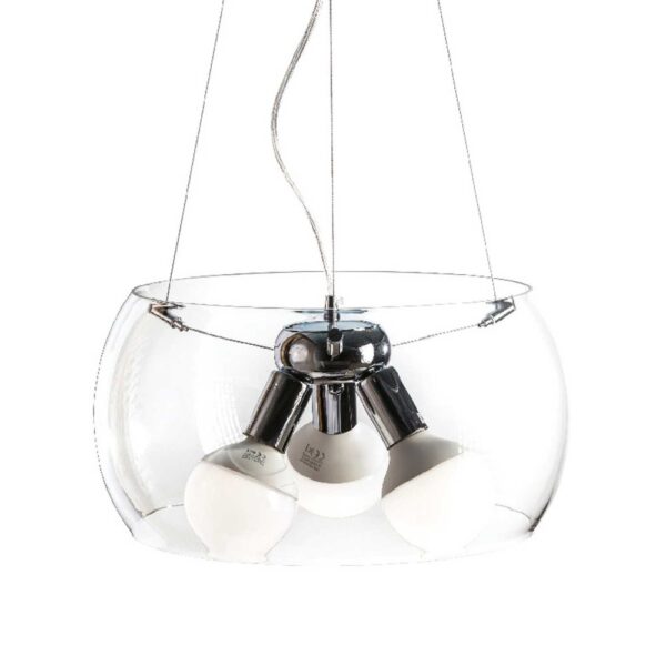 Κρεμαστό Φωτιστικό Οροφής 3xE27 Ø400 Γυαλί Διάφανο ACA DECOR – CX1009P40CL