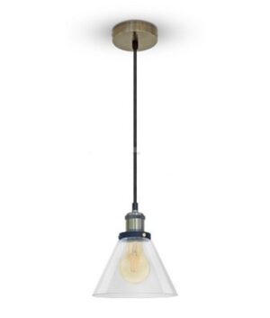 Κρεμαστό φωτιστικό με κωνικό γυαλί και εκτεθειμένο λαμπτήρα, ιδανικό για μοντέρνα διακόσμηση χώρου.