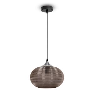 Κρεμαστό Φωτιστικό Οροφής Μονόφωτο E27 ø350 Γυαλί-Μέταλλο Μαύρο-Διάφανο V-TAC – 3880