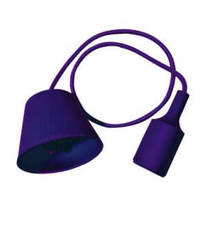 Βιολετί επιτραπέζιο φωτιστικό με μοντέρνο σχεδιασμό και καλώδιο, ιδανικό για διακόσμηση εσωτερικού χώρου.