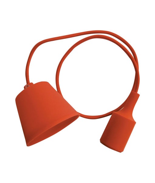 Κόκκινο κρεμαστό φωτιστικό σιλικόνης με μοντέρνο σχεδιασμό και καλώδιο, ιδανικό για εσωτερική διακόσμηση.