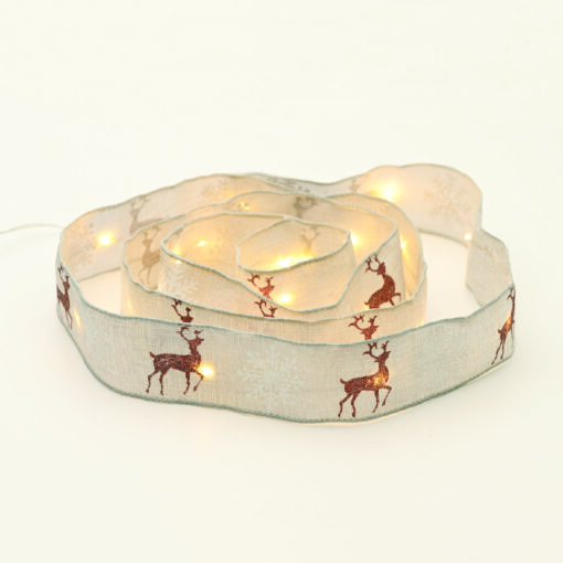 WHITE RIBBON WITH REINDEERS 20 LED ΛΑΜΠ.ΧΑΛΚΟΥ WW ΑΣΗΜΙ ΚΑΛ. ΜΠΑΤ:2XAA(ΔΕΝ ΠΕΡΙΛ) IP20 2m 30cm 1.2W ACA – X07201189