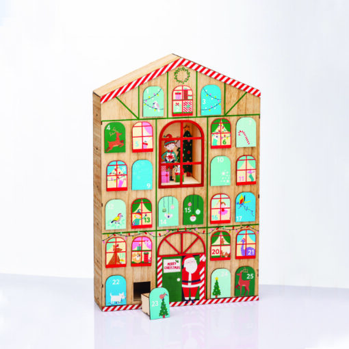 WOODEN HOUSE CALENDAR WITH DRAWERS ΔΙΑΚΟΣΜΗΤΙΚΟ 39×8.5x60cm ACA – X156006