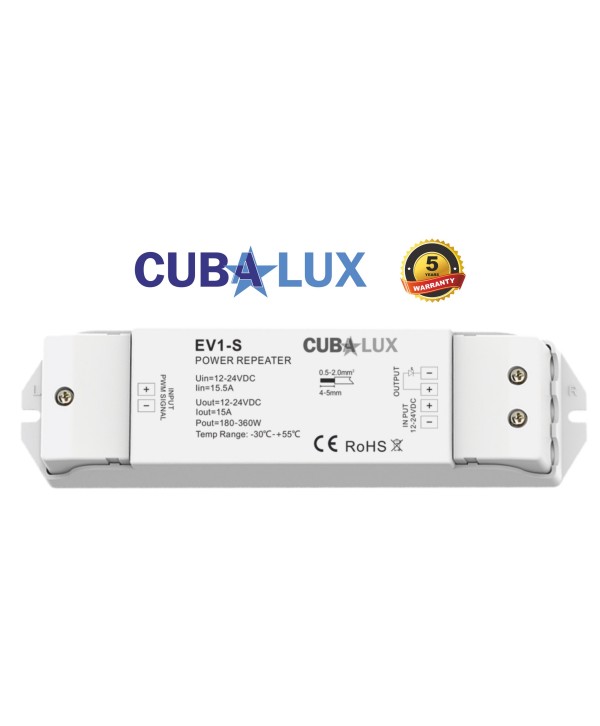 Ενισχυτής Σήματος Για Μονόχρωμη Ταινία Led 1x15A 12/24Vdc  CUBALUX CL13-0938