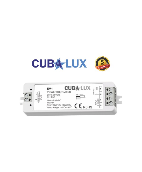 Ενισχυτής Σήματος Για Μονόχρωμη Ταινία LED 1x8A 12/36Vdc  CUBALUX CL13-0856
