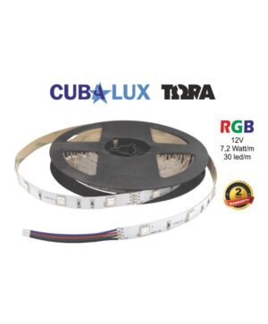 LED Ταινία 7.2W 12V CUBALUX Dimmable RGB Πολύχρωμη 5 Μέτρα CL50-0027