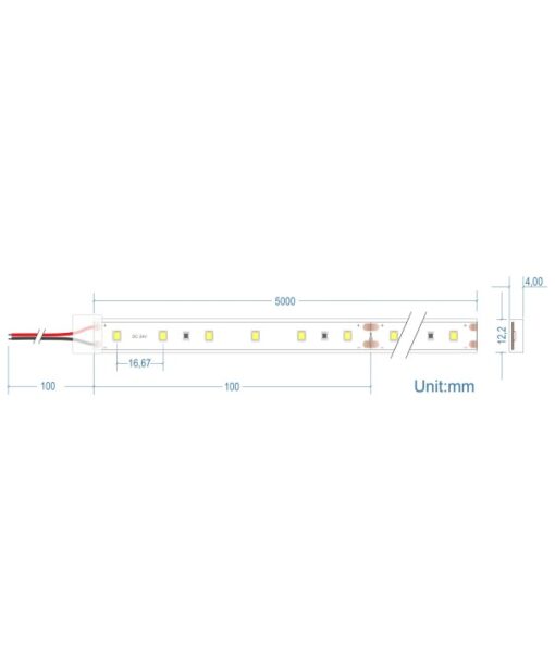 LED Ταινία 12W 24V CUBALUX Dimmable 1068lm/m Αδιάβροχη IP68 Θερμό 3000K 5 Μέτρα CL50-0087