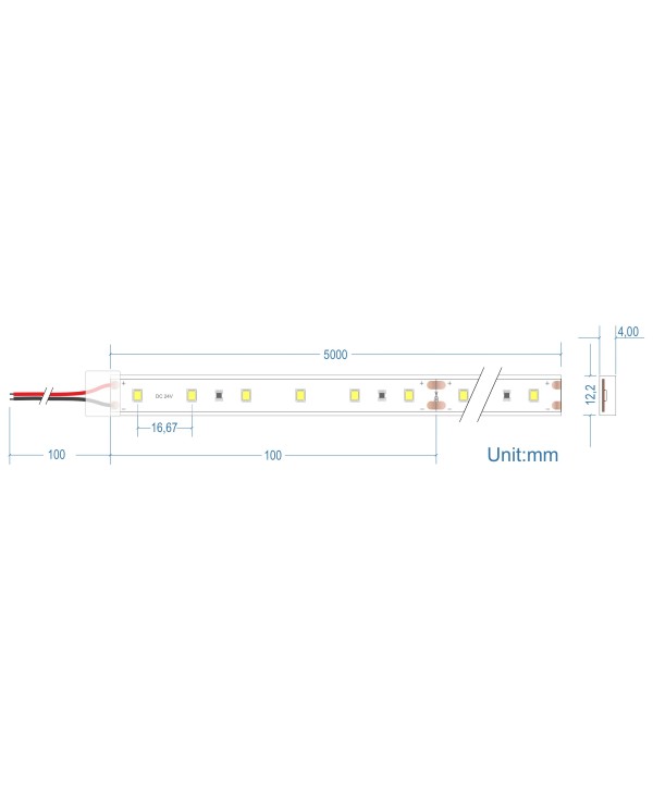 LED Ταινία 12W 24V CUBALUX Dimmable 1068lm/m Αδιάβροχη IP68 Θερμό 3000K 5 Μέτρα CL50-0087