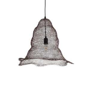 GloboStar® KENTUCKY 01890 Vintage Κρεμαστό Φωτιστικό Πλέγμα Μονόφωτο 1 x E27 IP20 Καφέ Μέταλλο – Μ50 x Π50 x Υ48cm