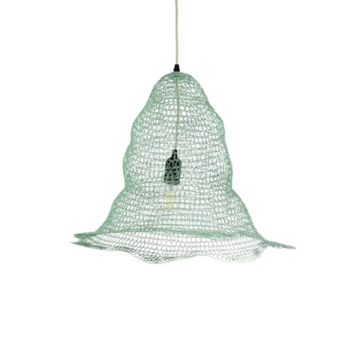 GloboStar® KENTUCKY 01891 Vintage Κρεμαστό Φωτιστικό Πλέγμα Μονόφωτο 1 x E27 IP20 Τιρκουάζ Μέταλλο – Μ50 x Π50 x Υ48cm