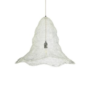 GloboStar® KENTUCKY 01892 Vintage Κρεμαστό Φωτιστικό Πλέγμα Μονόφωτο 1 x E27 IP20 Λευκό Μέταλλο – Μ60 x Π60 x Υ52cm