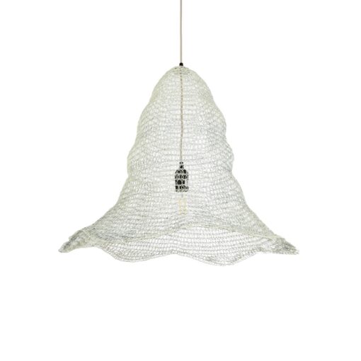 GloboStar® KENTUCKY 01892 Vintage Κρεμαστό Φωτιστικό Πλέγμα Μονόφωτο 1 x E27 IP20 Λευκό Μέταλλο – Μ60 x Π60 x Υ52cm