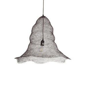 GloboStar® KENTUCKY 01893 Vintage Κρεμαστό Φωτιστικό Πλέγμα Μονόφωτο 1 x E27 IP20 Καφέ Μέταλλο – Μ60 x Π60 x Υ52cm