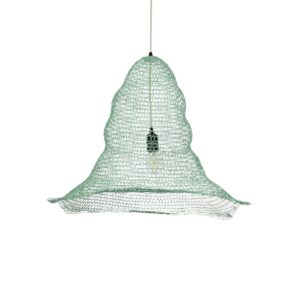 GloboStar® KENTUCKY 01894 Vintage Κρεμαστό Φωτιστικό Πλέγμα Μονόφωτο 1 x E27 IP20 Τιρκουάζ Μέταλλο – Μ60 x Π60 x Υ52cm