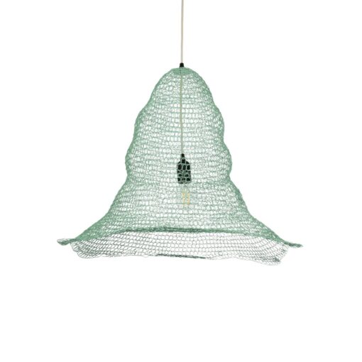 GloboStar® KENTUCKY 01894 Vintage Κρεμαστό Φωτιστικό Πλέγμα Μονόφωτο 1 x E27 IP20 Τιρκουάζ Μέταλλο – Μ60 x Π60 x Υ52cm