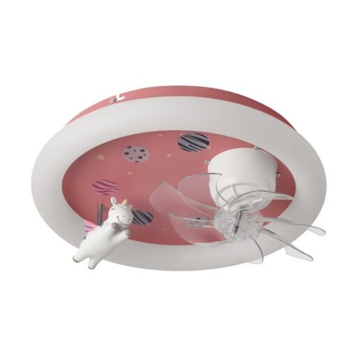 ΑΝΕΜΙΣΤΗΡΑΣ ΟΡΟΦΗΣ ΠΑΙΔΙΚΟΣ ΜΟΝΟΚΕΡΟΣ ΡΟΖ 15W ΜΕ LED ΦΩΣ 48W ΚΑΙ ΚΟΝΤΡΟΛ