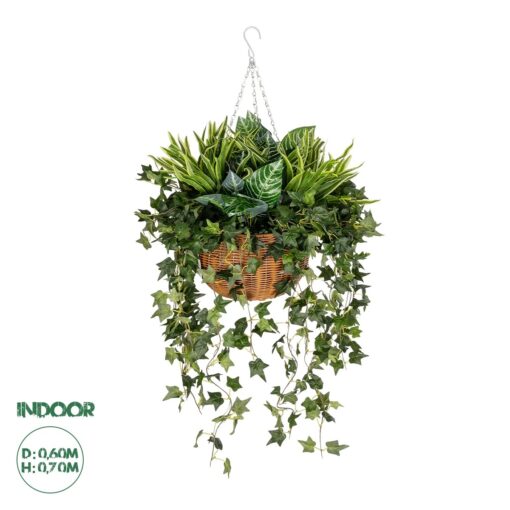 GloboStar® Artificial Garden VARIOUS HANGING PLANT 20623 Τεχνητό Κρεμαστό Διακοσμητικό Φυτό Φτέρης Π60 x Μ60 x Y70cm