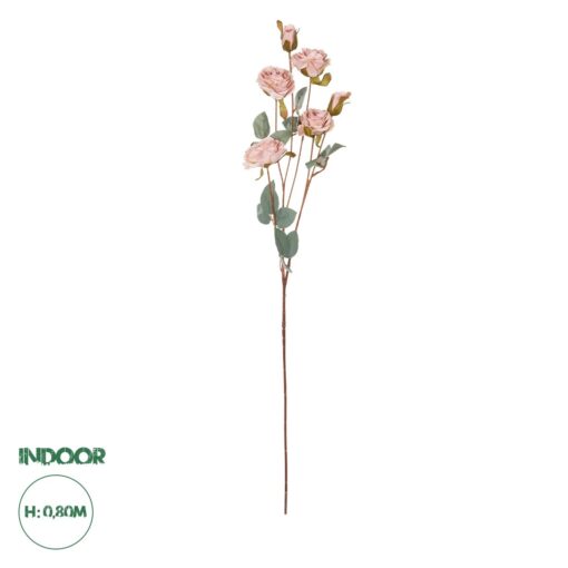 GloboStar® Artificial Garden PINK ROSE BRANCH 21142 Τεχνητό Διακοσμητικό Κλαδί Τριαντάφυλλα Ροζ Y80cm