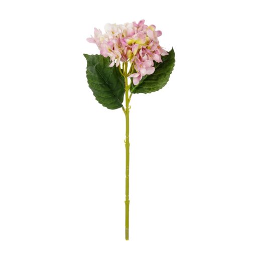 GloboStar® Artificial Garden LIGHT PINK HYDRANGEA BRANCH 21144 Τεχνητό Διακοσμητικό Κλαδί Ροζ Ορτανσία Y47cm
