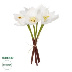 GloboStar® Artificial Garden WHITE ORCHID BOUQUET 21151 Τεχνητό Διακοσμητικό Μπουκέτο Λευκής Ορχιδέας Y26cm