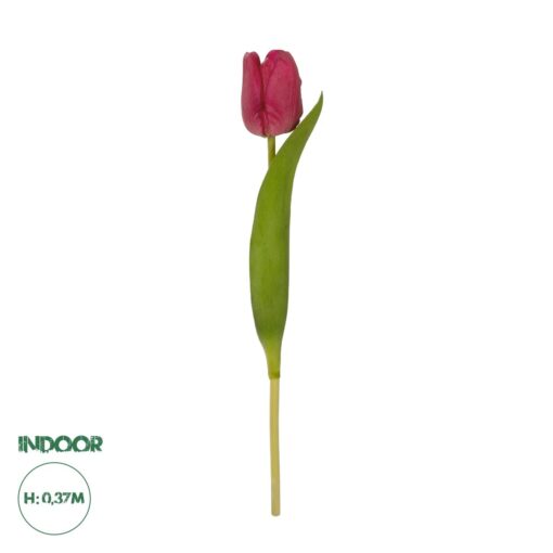 GloboStar® Artificial Garden HOT PINK TULIP BRANCH 21201 Τεχνητό Διακοσμητικό Κλαδί Έντονο Ροζ Τουλίπα Y37cm