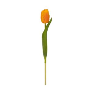GloboStar® Artificial Garden ORANGE TULIP BRANCH 21202 Τεχνητό Διακοσμητικό Κλαδί Πορτοκαλί Τουλίπα Y37cm