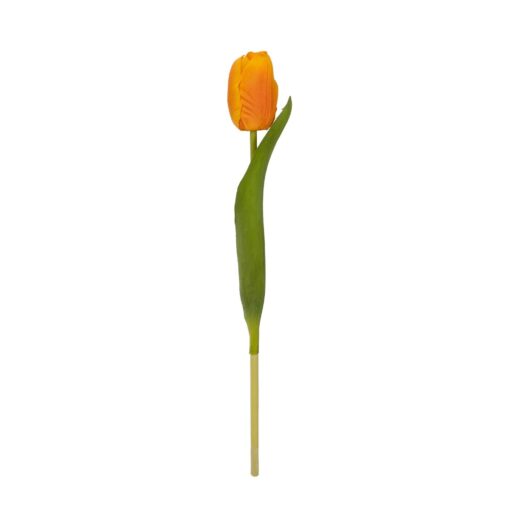 GloboStar® Artificial Garden ORANGE TULIP BRANCH 21202 Τεχνητό Διακοσμητικό Κλαδί Πορτοκαλί Τουλίπα Y37cm