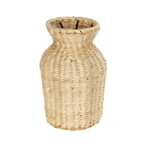 GloboStar® Artificial Garden HAVANA 21222 Διακοσμητικό Πλεκτό Καλάθι – Κασπώ Γλάστρα – Flower Pot Μπεζ Μ16 x Π16 x Υ25cm