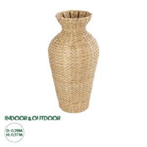 GloboStar® Artificial Garden HAVANA 21229 Διακοσμητικό Πλεκτό Καλάθι – Κασπώ Γλάστρα – Flower Pot Μπεζ Π29 x M29 x Υ57cm