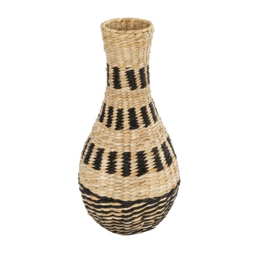 GloboStar® Artificial Garden HAVANA 21230 Διακοσμητικό Πλεκτό Καλάθι – Κασπώ Γλάστρα – Flower Pot Μπεζ με Μαύρο Π25 x M25 x Υ57cm