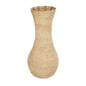 GloboStar® Artificial Garden SANDIAGO 21233 Διακοσμητικό Πλεκτό Καλάθι – Κασπώ Γλάστρα – Flower Pot Μπεζ Π30 x M30 x Υ60cm