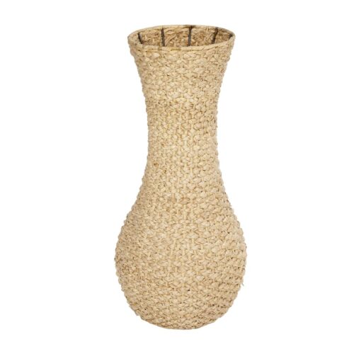 GloboStar® Artificial Garden SANDIAGO 21233 Διακοσμητικό Πλεκτό Καλάθι – Κασπώ Γλάστρα – Flower Pot Μπεζ Π30 x M30 x Υ60cm