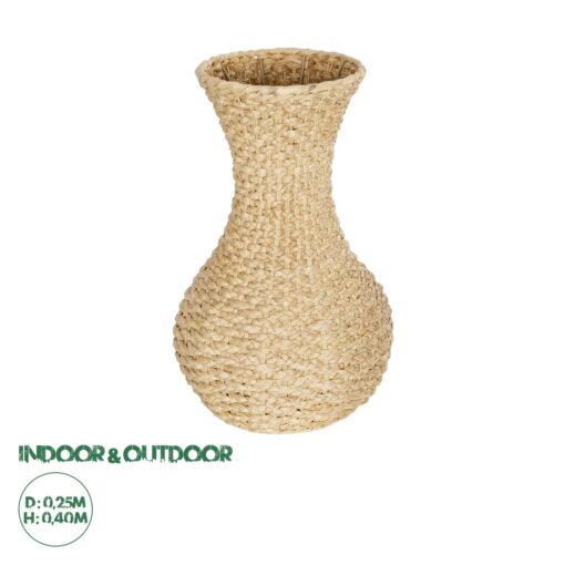 GloboStar® Artificial Garden SANDIAGO 21234 Διακοσμητικό Πλεκτό Καλάθι – Κασπώ Γλάστρα – Flower Pot Μπεζ Π25 x M25 x x Υ40cm