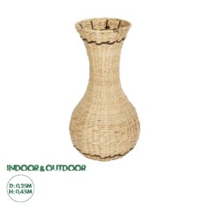 GloboStar® Artificial Garden MONACO 21236 Διακοσμητικό Πλεκτό Καλάθι – Κασπώ Γλάστρα – Flower Pot Μπεζ με Καφέ Π25 x M25 x Υ45cm