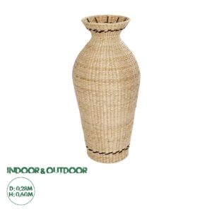 GloboStar® Artificial Garden MONTPELLIER 21237 Διακοσμητικό Πλεκτό Καλάθι – Κασπώ Γλάστρα – Flower Pot Μπεζ με Καφέ Π28 x M28 x Υ60cm