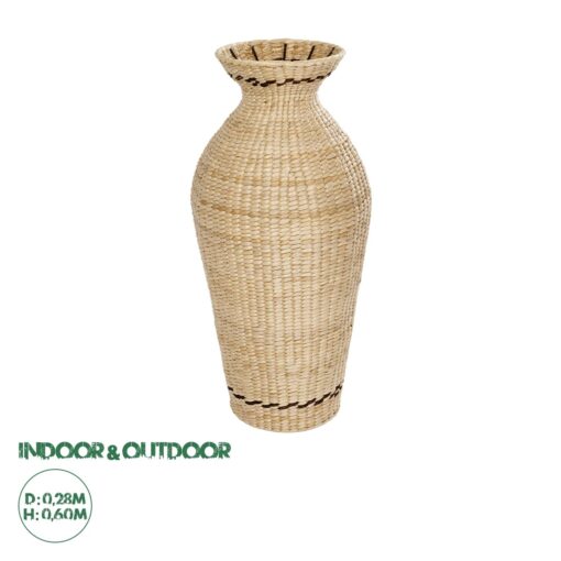 GloboStar® Artificial Garden MONTPELLIER 21237 Διακοσμητικό Πλεκτό Καλάθι – Κασπώ Γλάστρα – Flower Pot Μπεζ με Καφέ Π28 x M28 x Υ60cm