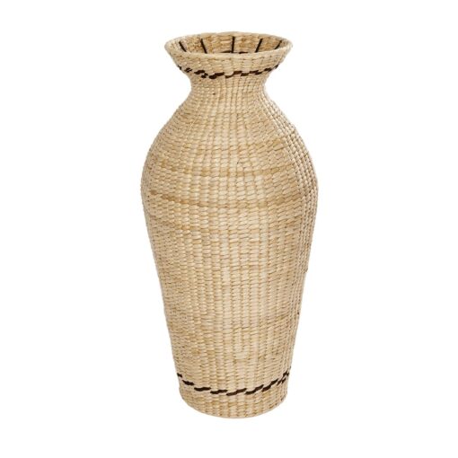 GloboStar® Artificial Garden MONTPELLIER 21237 Διακοσμητικό Πλεκτό Καλάθι – Κασπώ Γλάστρα – Flower Pot Μπεζ με Καφέ Π28 x M28 x Υ60cm