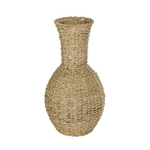 GloboStar® Artificial Garden MAUI 21242 Διακοσμητικό Πλεκτό Καλάθι – Κασπώ Γλάστρα – Flower Pot Μπεζ Π22 x M22 x Υ40cm