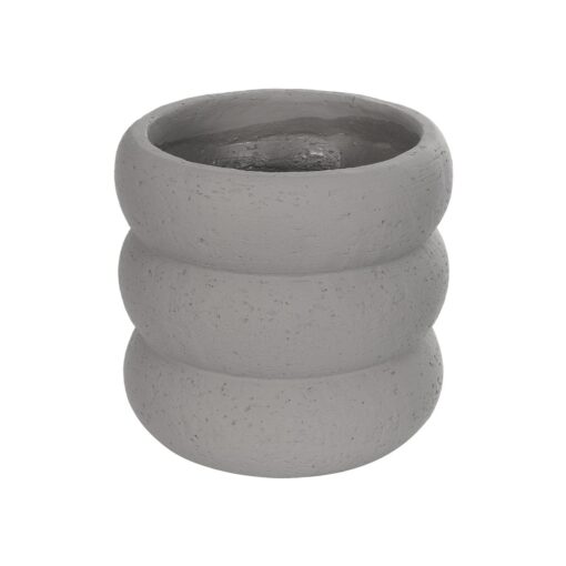 GloboStar® Artificial Garden ALBERT 21248 Διακοσμητική Κεραμική Γλάστρα ΓΚΡΙ Π18 x Μ18 x Υ16 cm