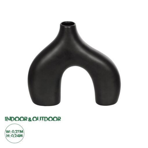 GloboStar® Artificial Garden TOLEDO 21249 Διακοσμητικό Κεραμικό Βάζo Μαύρο Π27 x Μ6 x Υ24 cm