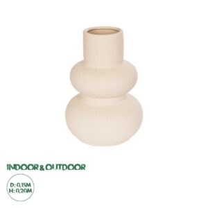 GloboStar® Artificial Garden QUARTZ 21254 Διακοσμητικό Κεραμικό Βάζo Μπεζ Π15 x Μ15 x Υ20 cm