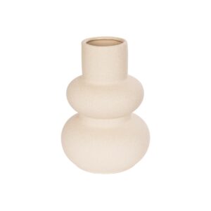 GloboStar® Artificial Garden QUARTZ 21254 Διακοσμητικό Κεραμικό Βάζo Μπεζ Π15 x Μ15 x Υ20 cm