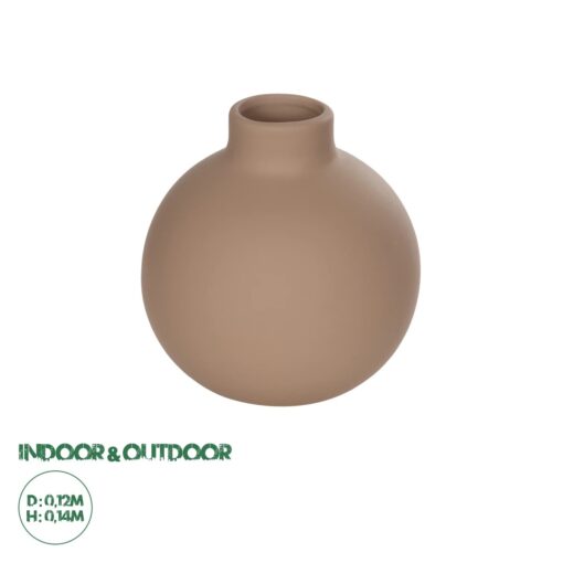 GloboStar® Artificial Garden MAURITIUS 21259 Διακοσμητικό Κεραμικό Βάζo ΚαφέΠ12 x Μ12 x Υ14 cm