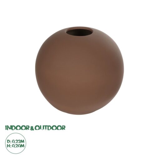 GloboStar® Artificial Garden SANUR 21261 Διακοσμητικό Κεραμικό Βάζo Καφέ Π22 x Μ22 x Υ20cm