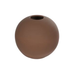 GloboStar® Artificial Garden SANUR 21261 Διακοσμητικό Κεραμικό Βάζo Καφέ Π22 x Μ22 x Υ20cm