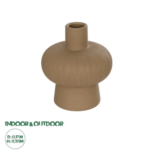 GloboStar® Artificial Garden CORNEOL 21262 Διακοσμητικό Κεραμικό Βάζo Καφέ Π17 x Μ17 x Υ20cm