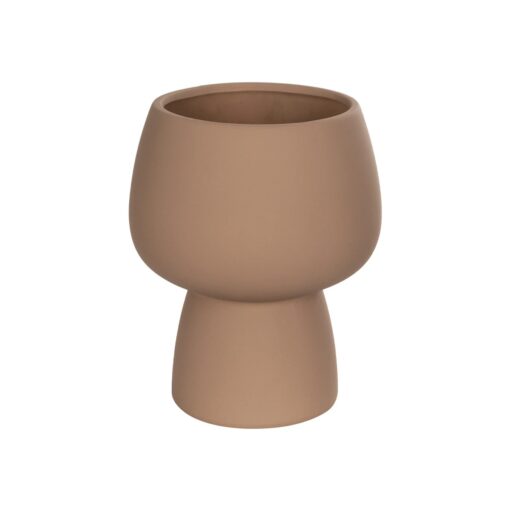 GloboStar® Artificial Garden AMBER 21269 Διακοσμητικό Κεραμικό Βάζo Καφέ Π17 x Μ17 x Υ20cm