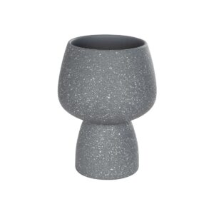 GloboStar® Artificial Garden SAMUI 21271 Διακοσμητικό Κεραμικό Βάζo Γκρι Π16 x Μ16 x Υ20cm